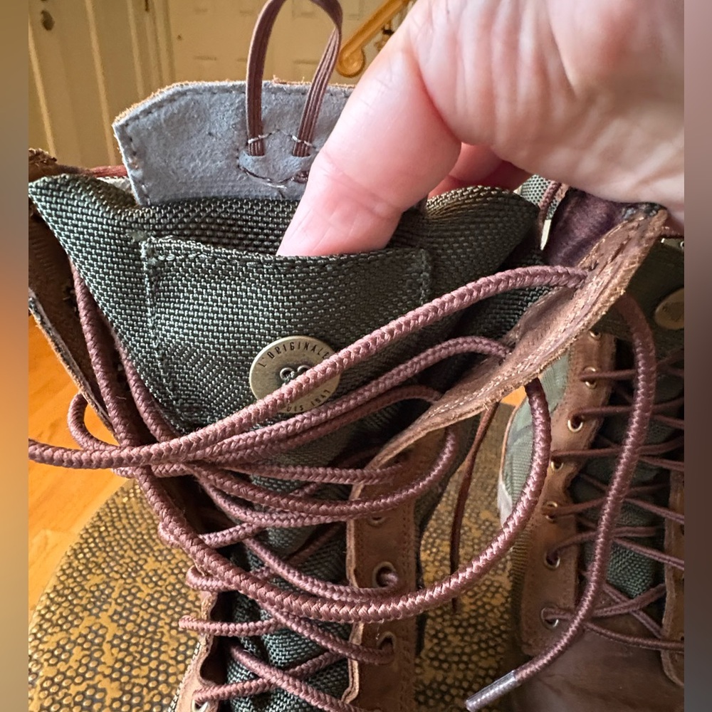 Palladium Green and Brown Combat Boots with Flannel Interior - Picture 7 of 10